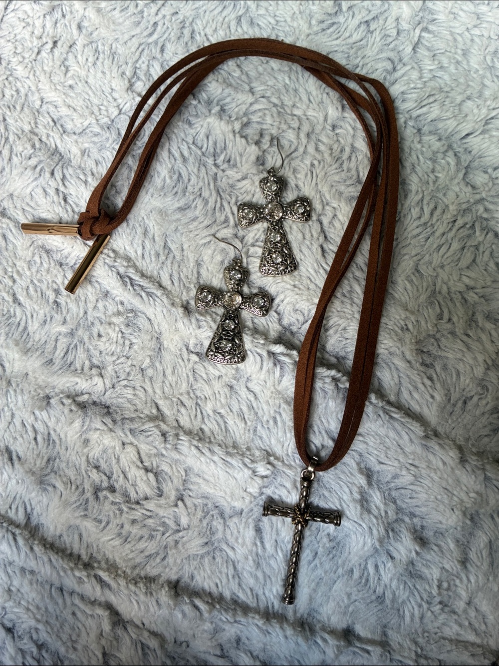 Cross Necklace and Earrings Set